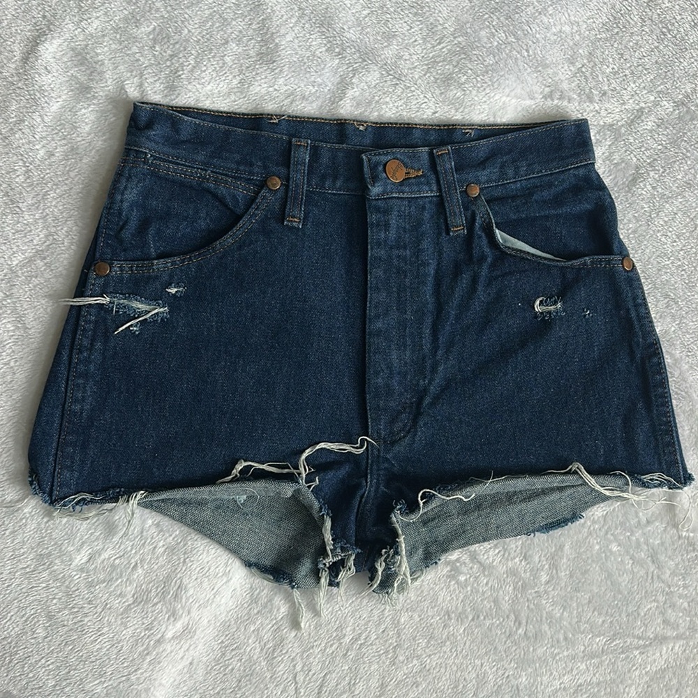 Wrangler Womens Thrashed Micro Mini Jean Shorts Cowgirl Festival Western 26”